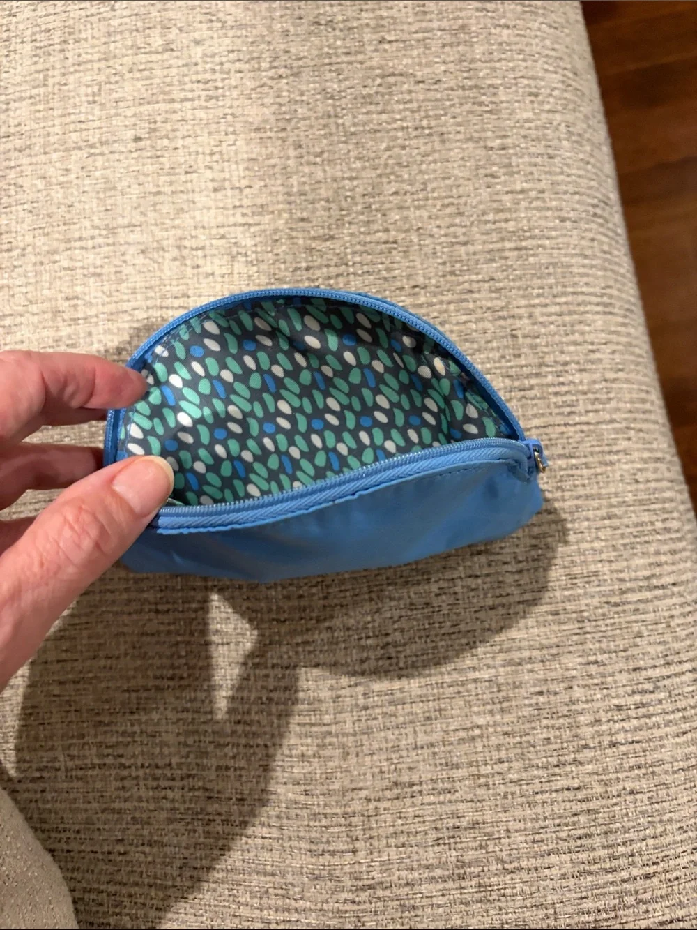 Vera Bradley Light Blue Quilted Half-Moon Cosmetic Case
